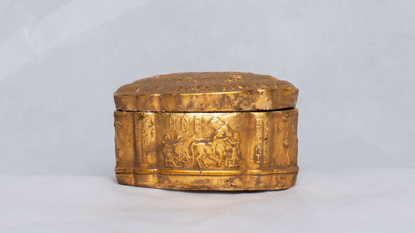 Unique Ancient Egyptian Pharaonic Replica sculptures of jewelry box with gold leaf