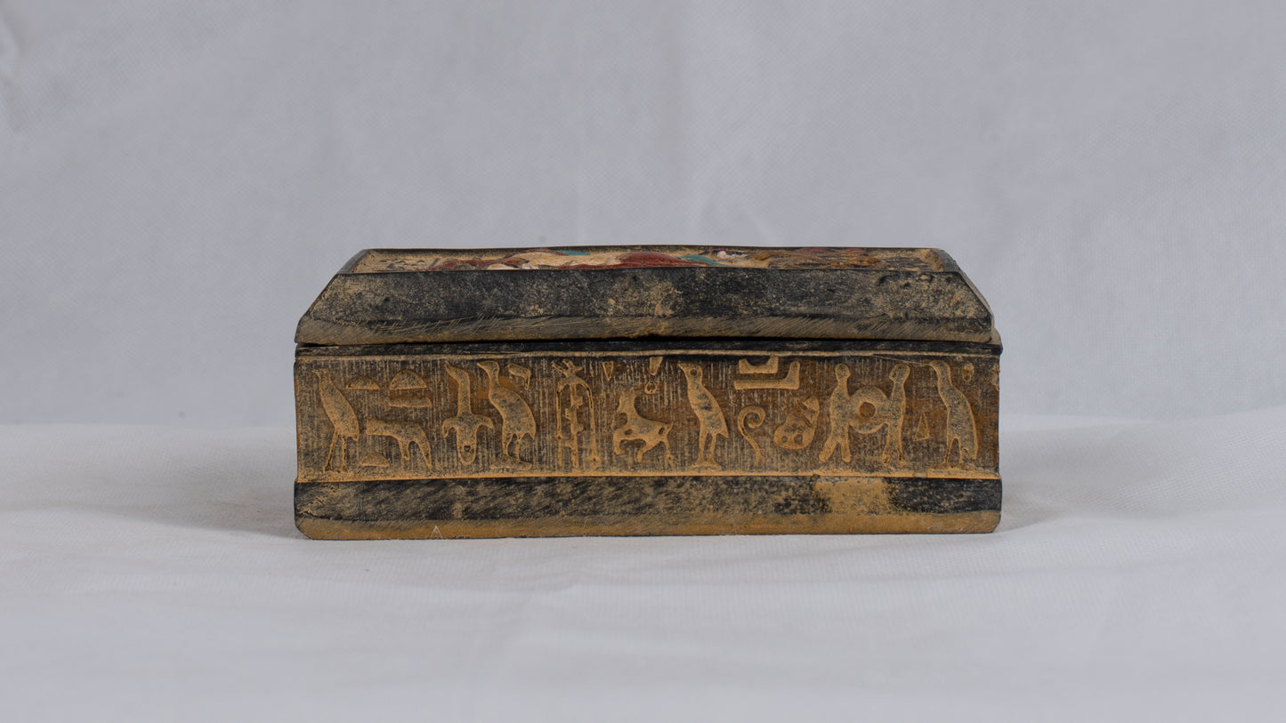 Unique Egyptian Replica jewelry Box with Ramses II riding Chariot at the Battle of Kadesh