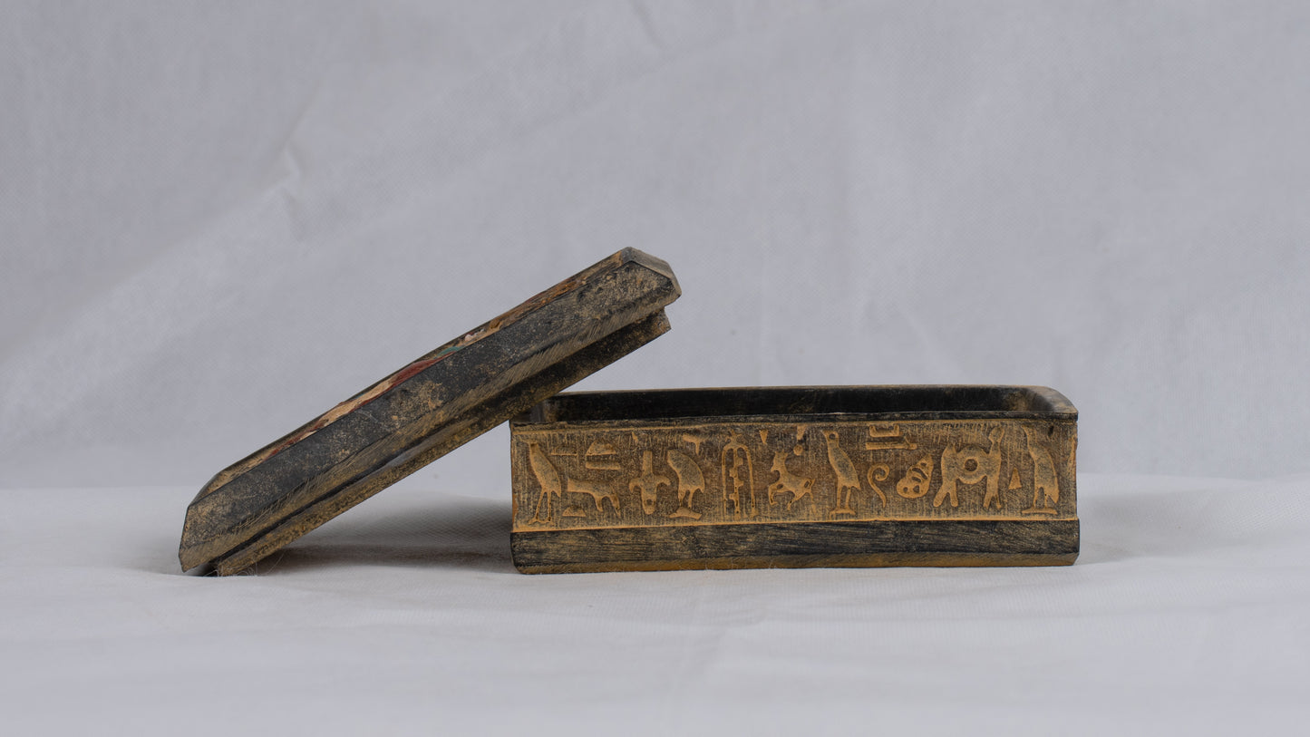 Unique Egyptian Replica jewelry Box with Ramses II riding Chariot at the Battle of Kadesh