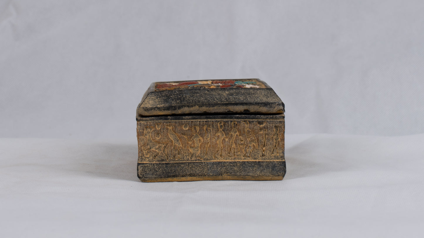 Unique Egyptian Replica jewelry Box with Ramses II riding Chariot at the Battle of Kadesh