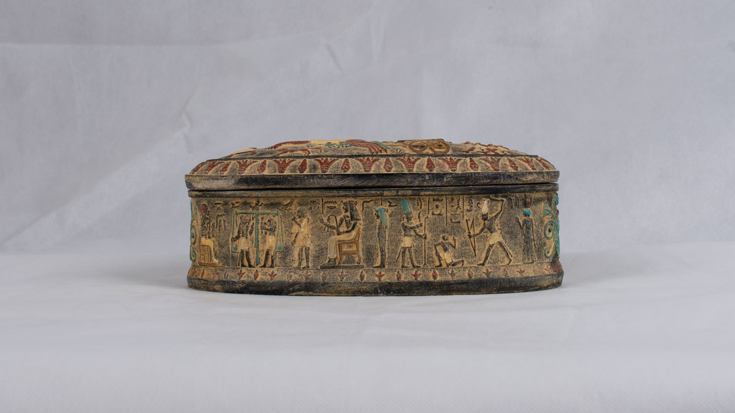 Unique Egyptian Replica jewelry Box with Ramses II riding Chariot at the Battle of Kadesh