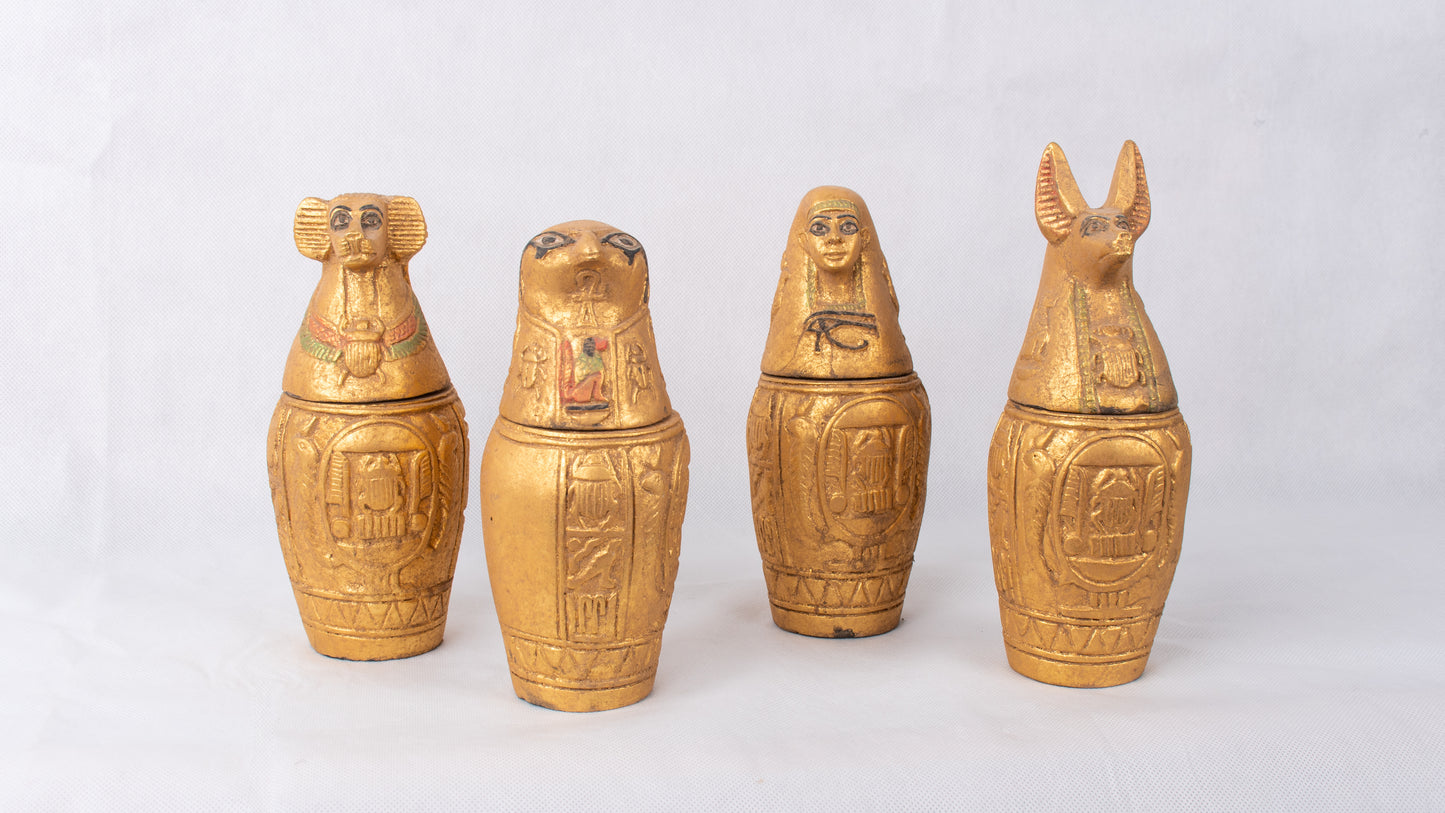 Unique Ancient Egyptian Pharaonic Replica 4 Canopic Jars sculpture handmade