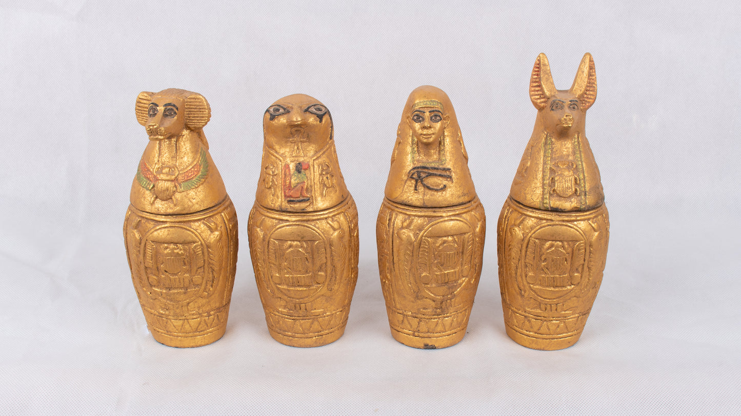 Unique Ancient Egyptian Pharaonic Replica 4 Canopic Jars sculpture handmade