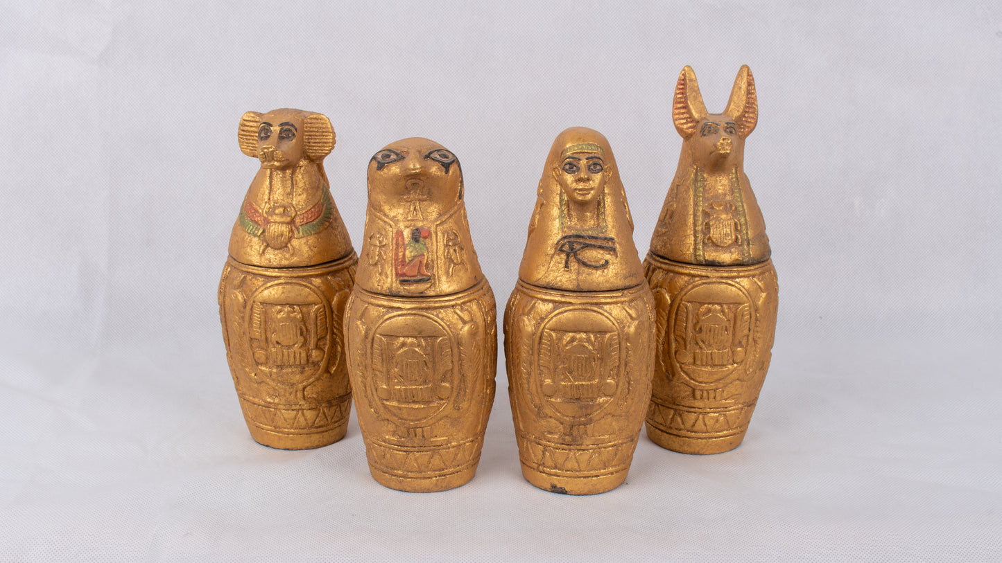 Unique Ancient Egyptian Pharaonic Replica 4 Canopic Jars sculpture handmade