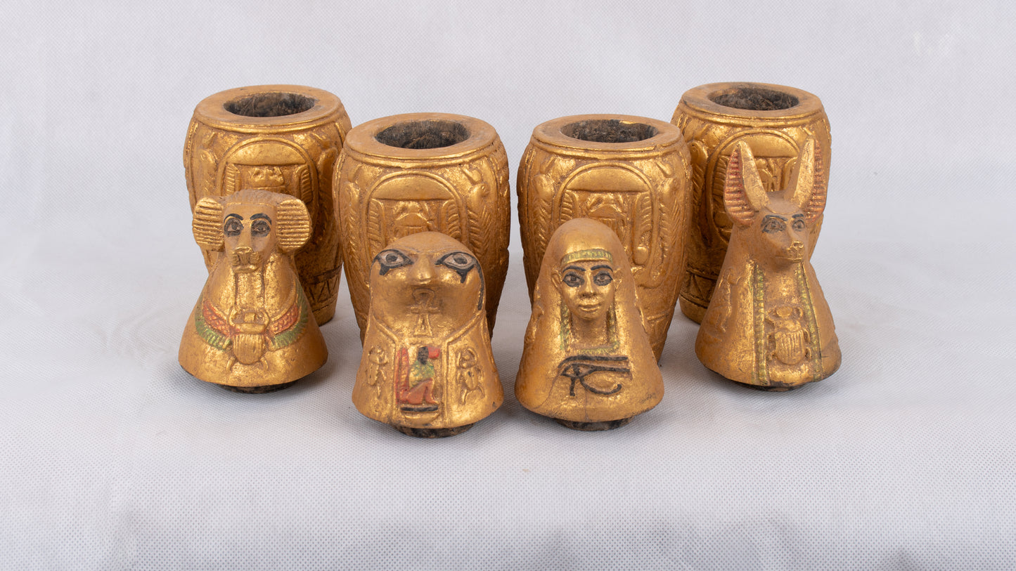 Unique Ancient Egyptian Pharaonic Replica 4 Canopic Jars sculpture handmade