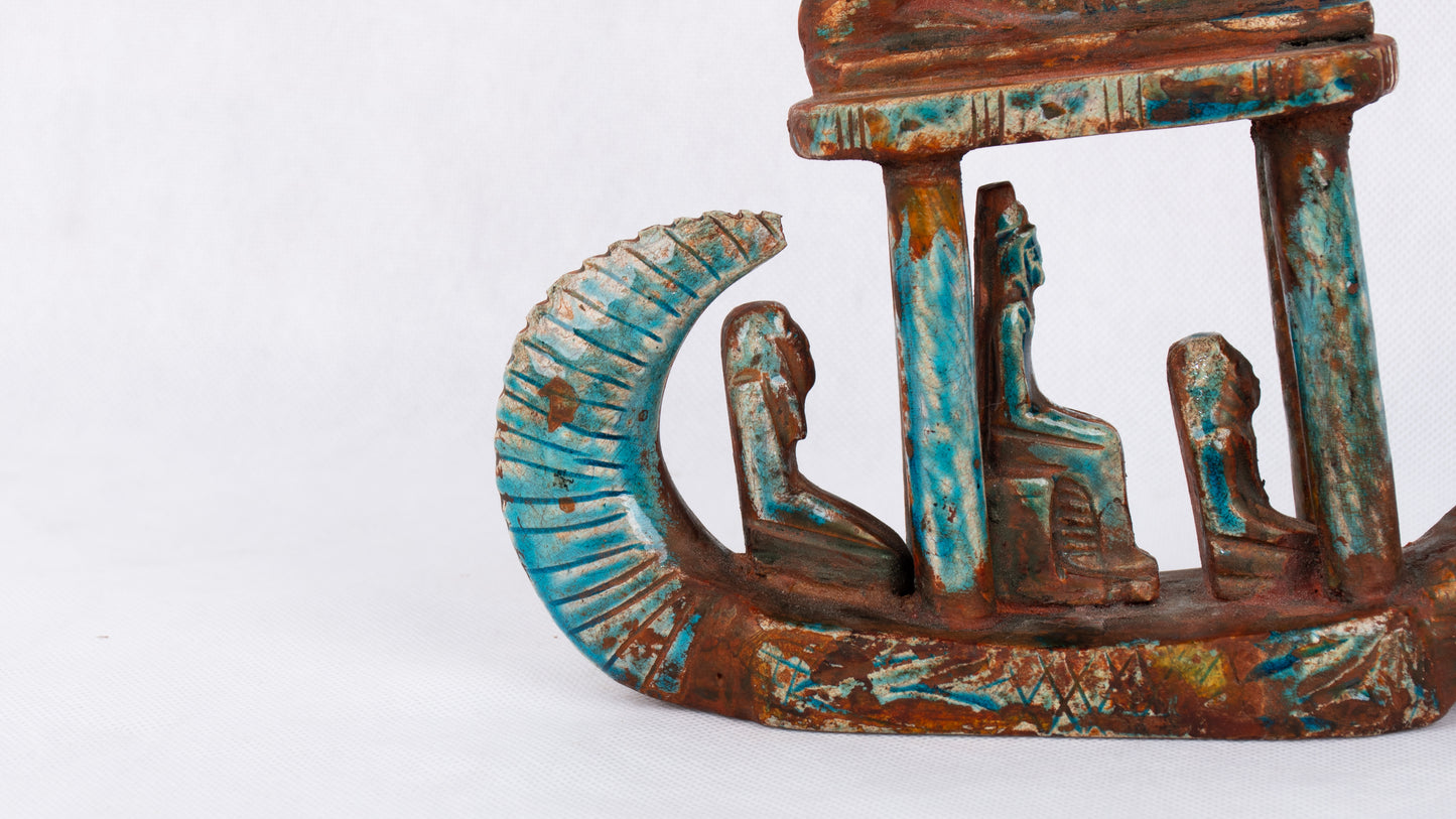 Unique Ancient Egyptian Statue Pharaonic Replica River boat crocodile