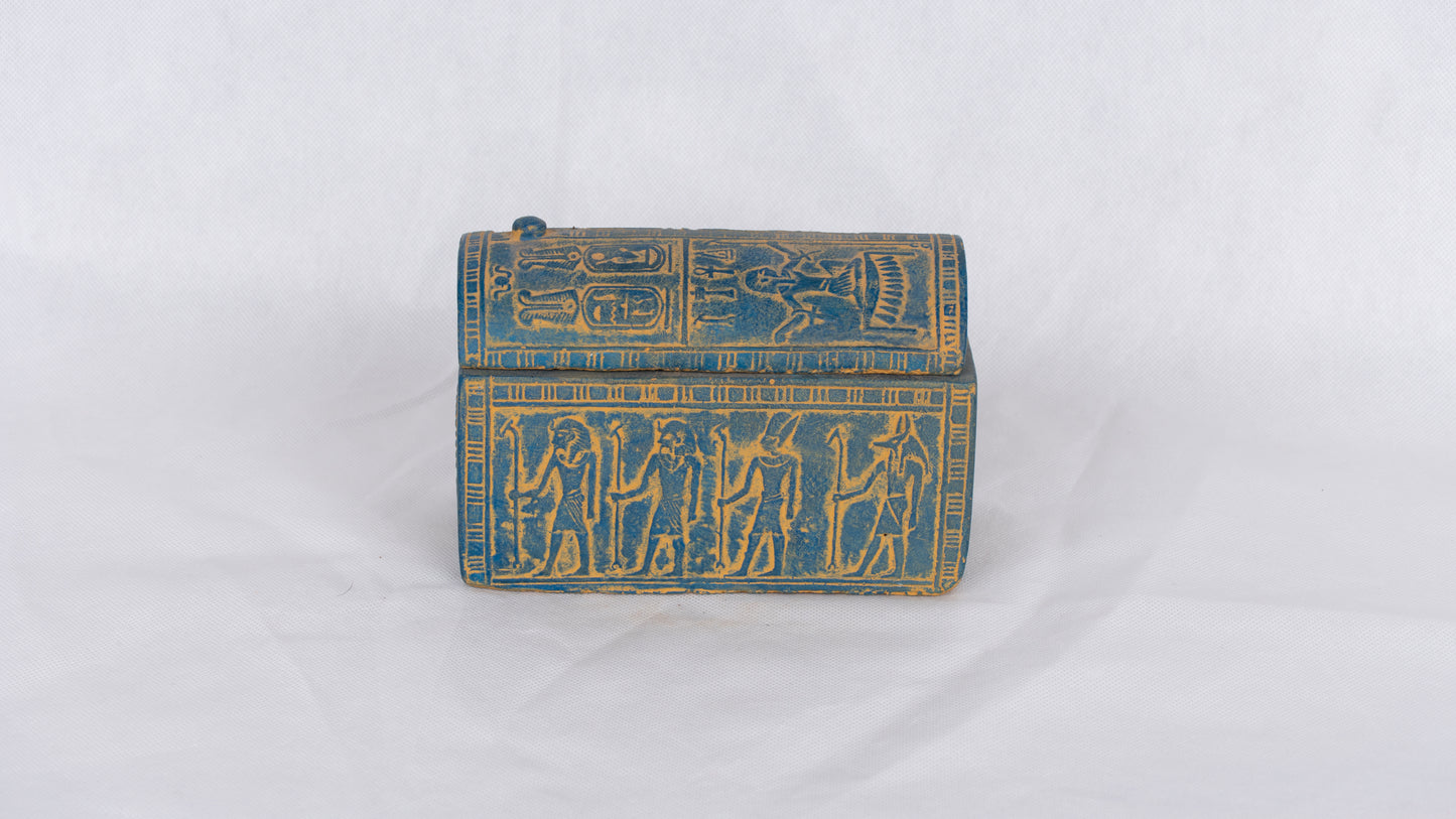 Unique Ancient Egyptian sculptures of Handmade Jewelry Box of Horus Sons