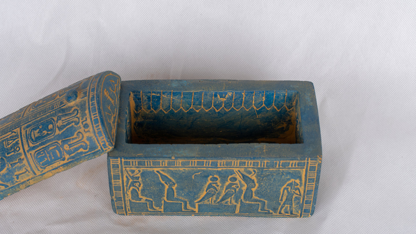 Unique Ancient Egyptian sculptures of Handmade Jewelry Box of Horus Sons