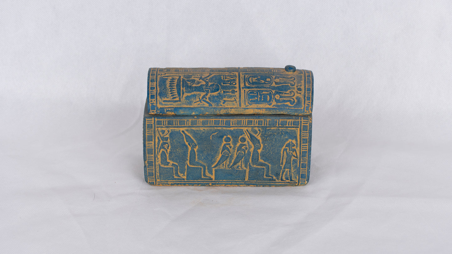 Unique Ancient Egyptian sculptures of Handmade Jewelry Box of Horus Sons