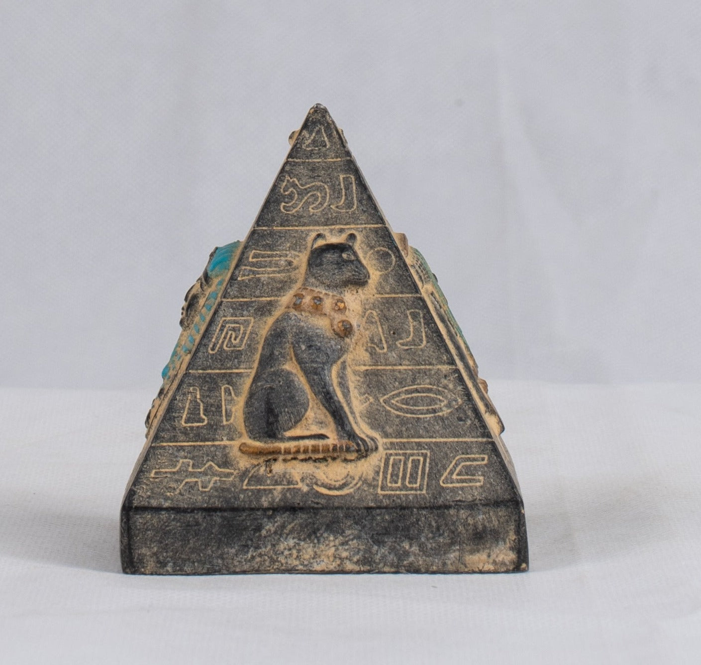 Unique ancient Egyptian Handmade pyramid of Bastet and nefertiti and nefertari and tut